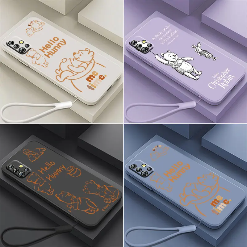 

NEW Disney Winnie the Pooh Phone Case For OPPO Reno 7 6 SE Z Find X5 X3 X2 Neo Lite Pro Liquid Rope Funda Cover Soft Capa Back