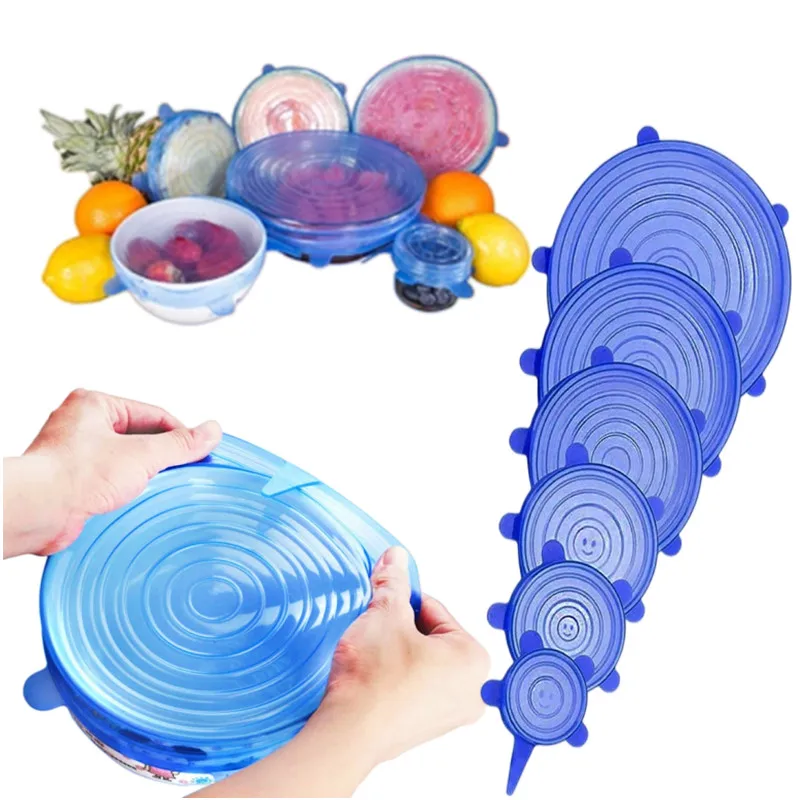 

Silicone Cover Stretch Lids Reusable Airtight Food Wrap Covers Keeping Fresh Seal Bowl Stretchy Wrap Cover Kitchen Cookware