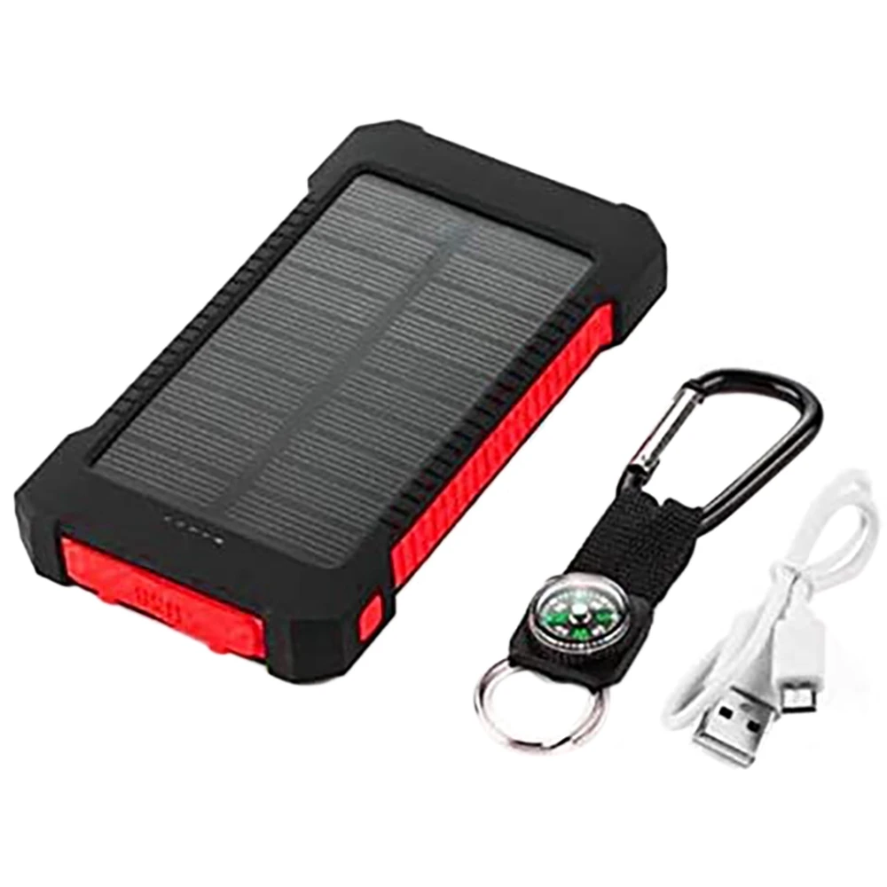

Solar Charger 2000MAh, Fast Charging Solar Battery Portable Mobile Charger with 2 USB Ports Red