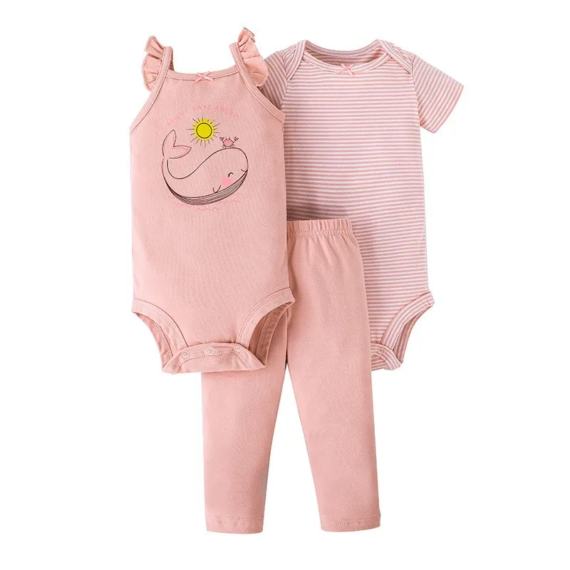 

Infant Baby Boy Girl Clothes 0-24M 2022 Autumn Quality Soft 100% Cotton Tops+Romper+Pants 3PCS Newborn Bebe Girl Clothing Sets