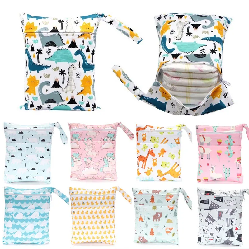 

Washable Reusable Nappy Two Pockets Wet Bag Fashion Design Waterproof Swim Sport Double Pockets in One Wet Bag