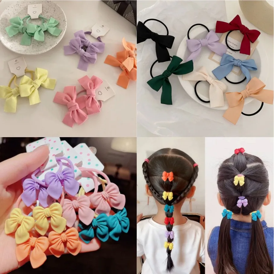 

2pcs Sweet Baby Girls Fashion Bow Scrunchies Rubber Band Elastic Hair Rope Bowknot Hair Ties Headwear Hair Accessories