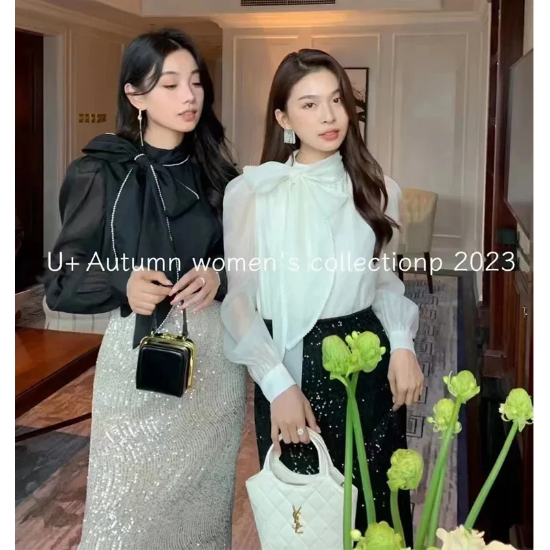 2024 весенняя новая женская одежда рубашка французской системы Никеба элегантный