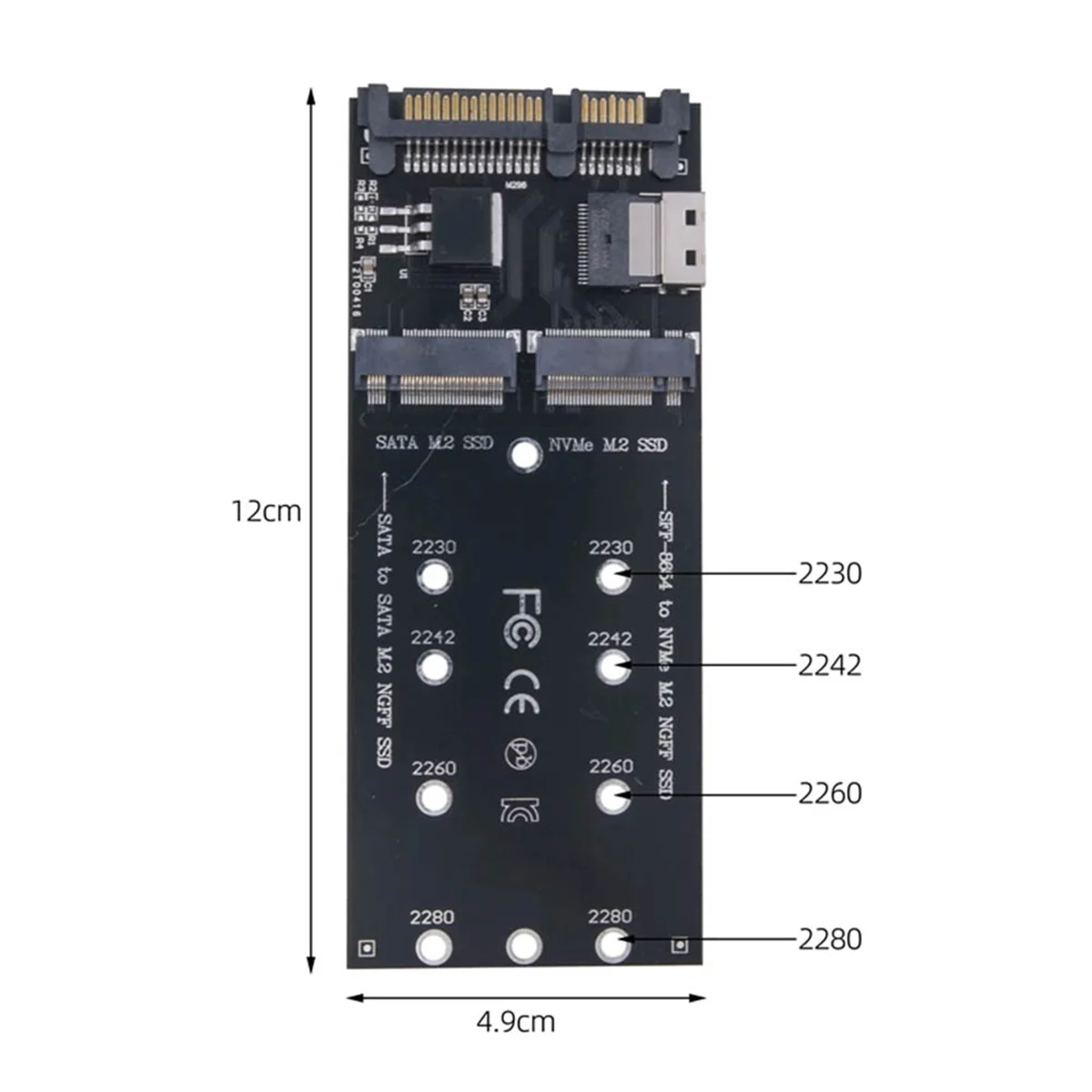Адаптер M2 SSD M.2 SATA Ngff в + NVME SFF-8654 Преобразователь карты расширения