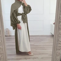 satin open abaya kimono abayas for women dubai balloon sleeve muslim fashion hijab dress islam clothes turkey moroccan kaftan