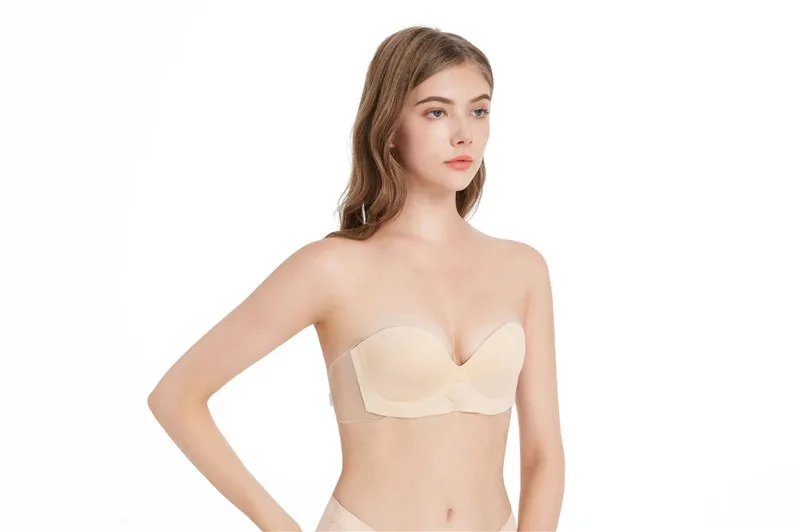 Sexy Women Inflatable Bra Invisible Bra Traceless Gathered Thickened Bra Wedding Dress Underwear Gathered Intimates Deep V Bra