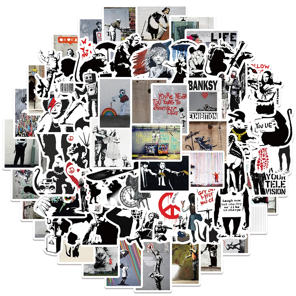 

10/30/67PCS Street Art Bansky Cartoon Stickers Bike Skateboard Guitar Laptop Luggage Waterproof Joke Graffiti Decal Sticker Toy