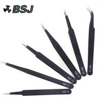 esd smd anti static tweezers maintenance tools resists corrosion 6pcs jewelry tool watchmaker repair tools shipping hand