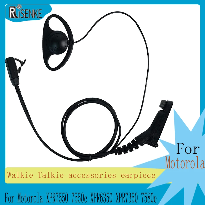 D Shape Surveillance Earpiece Headset with Mic for Motorola 2 Way Radio Walkie Talkie XPR7550 7550e XPR6350 XPR7350 7580e