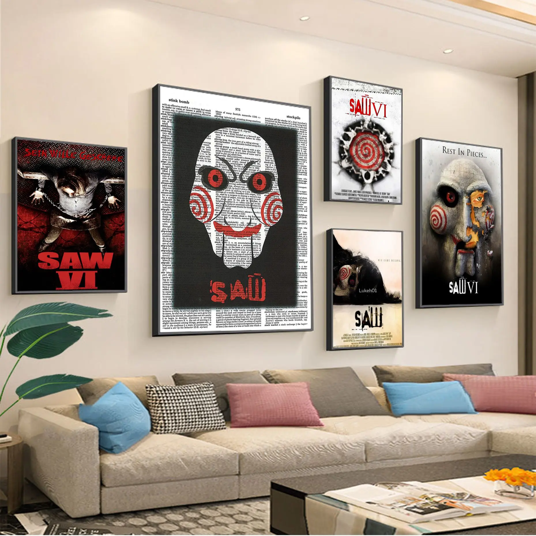 

Horror Movie Saw Film Classic Vintage Posters Decoracion Painting Wall Art White Kraft Paper Nordic Home Decor