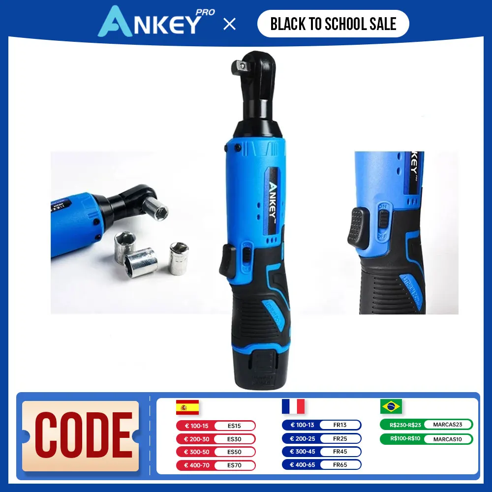 Cordless Electric Wrench 12V 3/8 Ratchet Wrench Set Angle Drill Screwdriver to Removal Screw Nut Car Repair Tool ByANKEYPRO