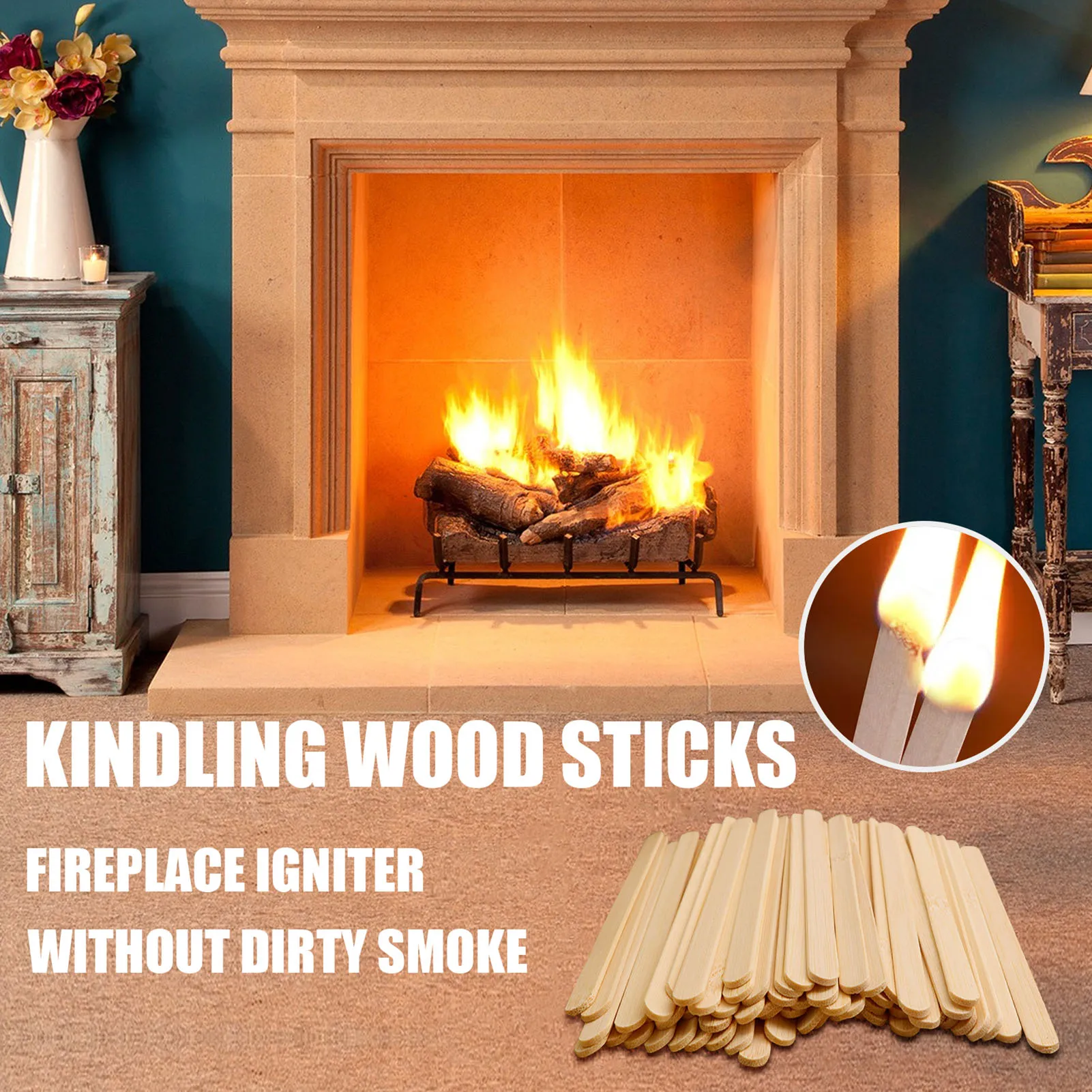 

300/500PCS Kindling Wooden Firestarter Sticks For Wood Stoves Fireplaces Campfires Fire Pits Easy To Burn For Camping Barbecue