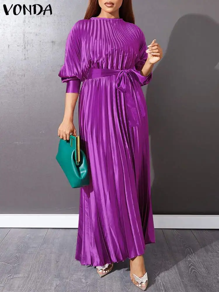 

VONDA женское платье 2022 винтажное праздничное вечернее вечерние с длинным рукавом элегантные офисные платья-рубашки повседневные платья бол...