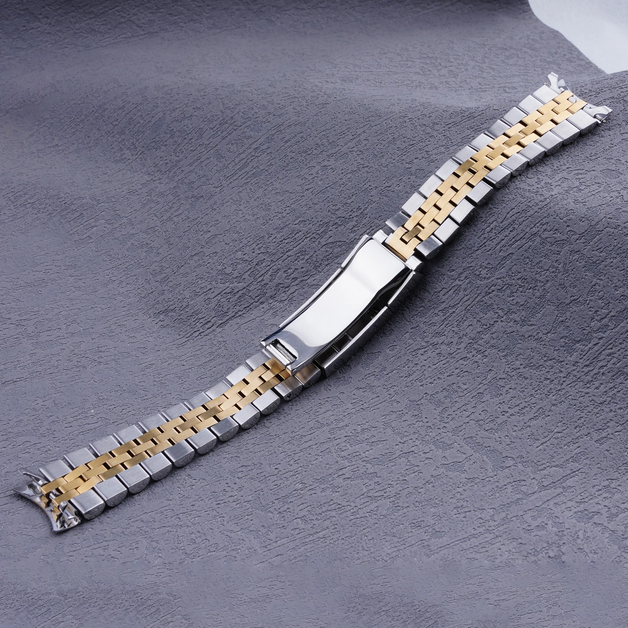 19mm Silver Gold Hollow Curved End Solid Screw Links Watch Band Jubilee strap For Seiko 5 SNXS73 75 7SNXS80 SNXS81 SNXF05 SNXG47