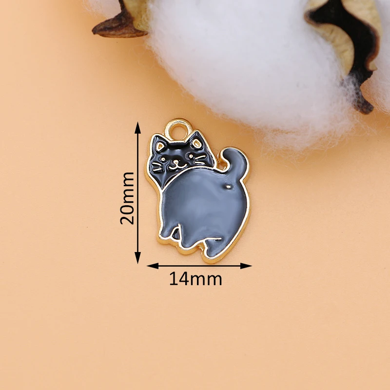 10 шт. эмалированные Подвески в виде милых кошек для самостоятельного