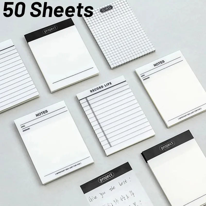 

50Sheets Blank Grid Transparent Sticky Note Pads Waterproof Self-Adhesive Memo Notepad School Office Supplies Stationery Planner