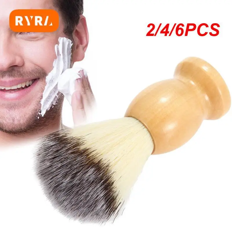 

2/4/6PCS Wooden Handle Safety Razor Brush Best-selling Exfoliating Efficient Beard Grooming Tool Hair Removal Men High Quality