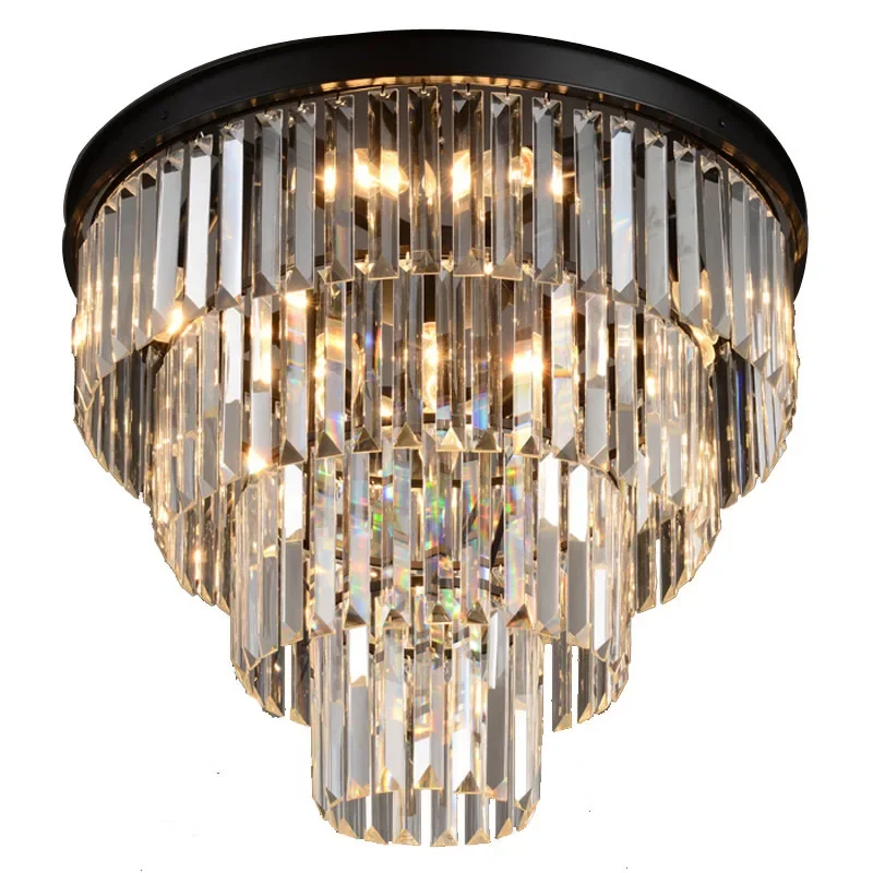 Moderno Luster de Cristal Elegante K9 tamanho для искусства кристаллов Cinza Esfumaçado Suspensão Lamparas para Café Re