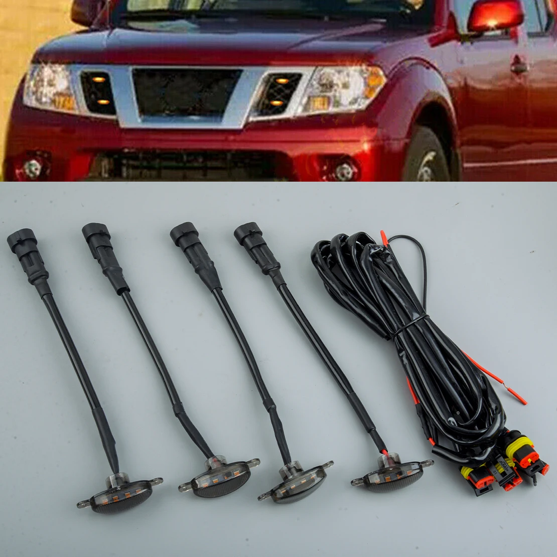 

4Pcs Front Grille LED Light Grill Lamp Kit Fit For Jeep Grand Cherokee 2003 2004 2005 2006 2007 2008 2009 2010 2011 2012-2021