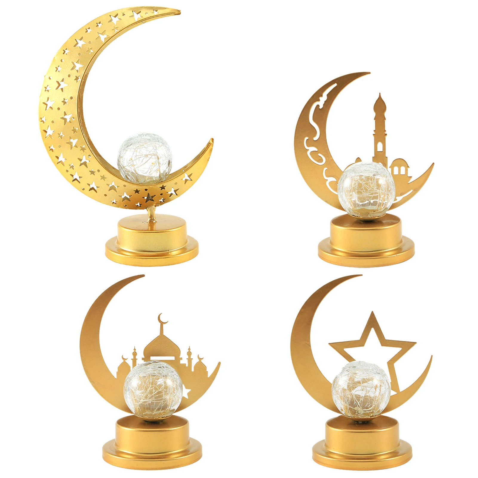 

Eid Decorative Lights Lamp Decorations 3D Metal Glass LED Night Lights Decor Lesser Bairam Decorative Moon Lights On Walls