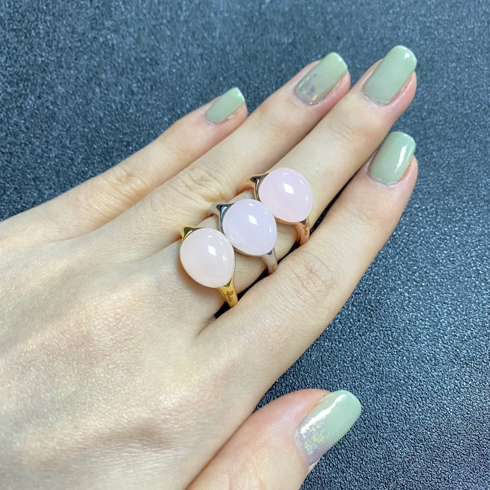 12x10mm Ladies Waterdrop Ring Gold Plated Natural Pink Crystal Ring High Quality Elegant Fashion Jewelry Birthday Gift