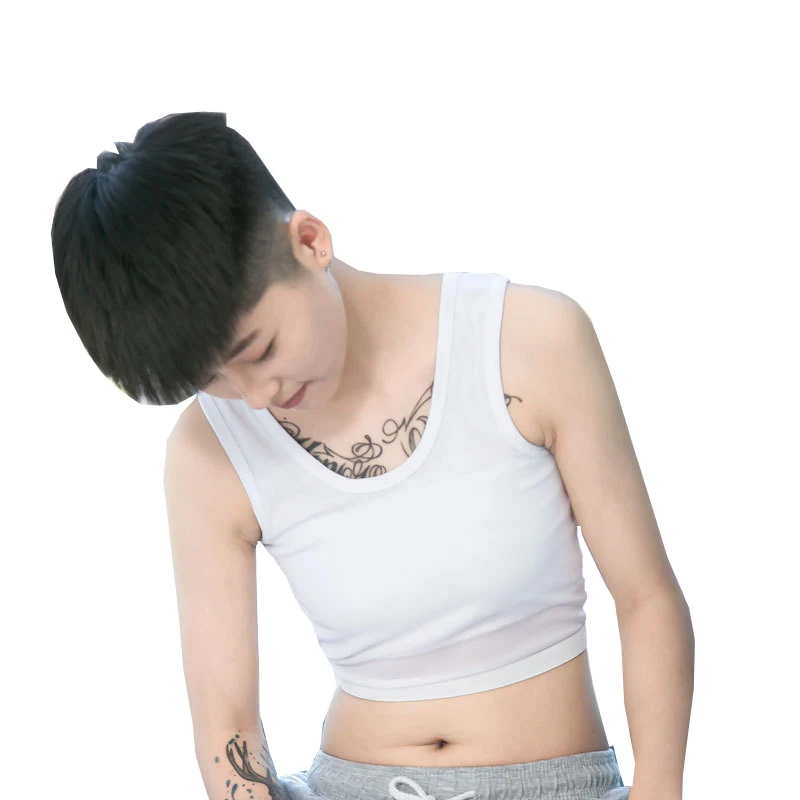 HaleyChan Ice Silk Half Length Pullover Chest Binder Without Clip Corset for Women Tomboy Trans Lesbian Transgender Ftm Crop Top