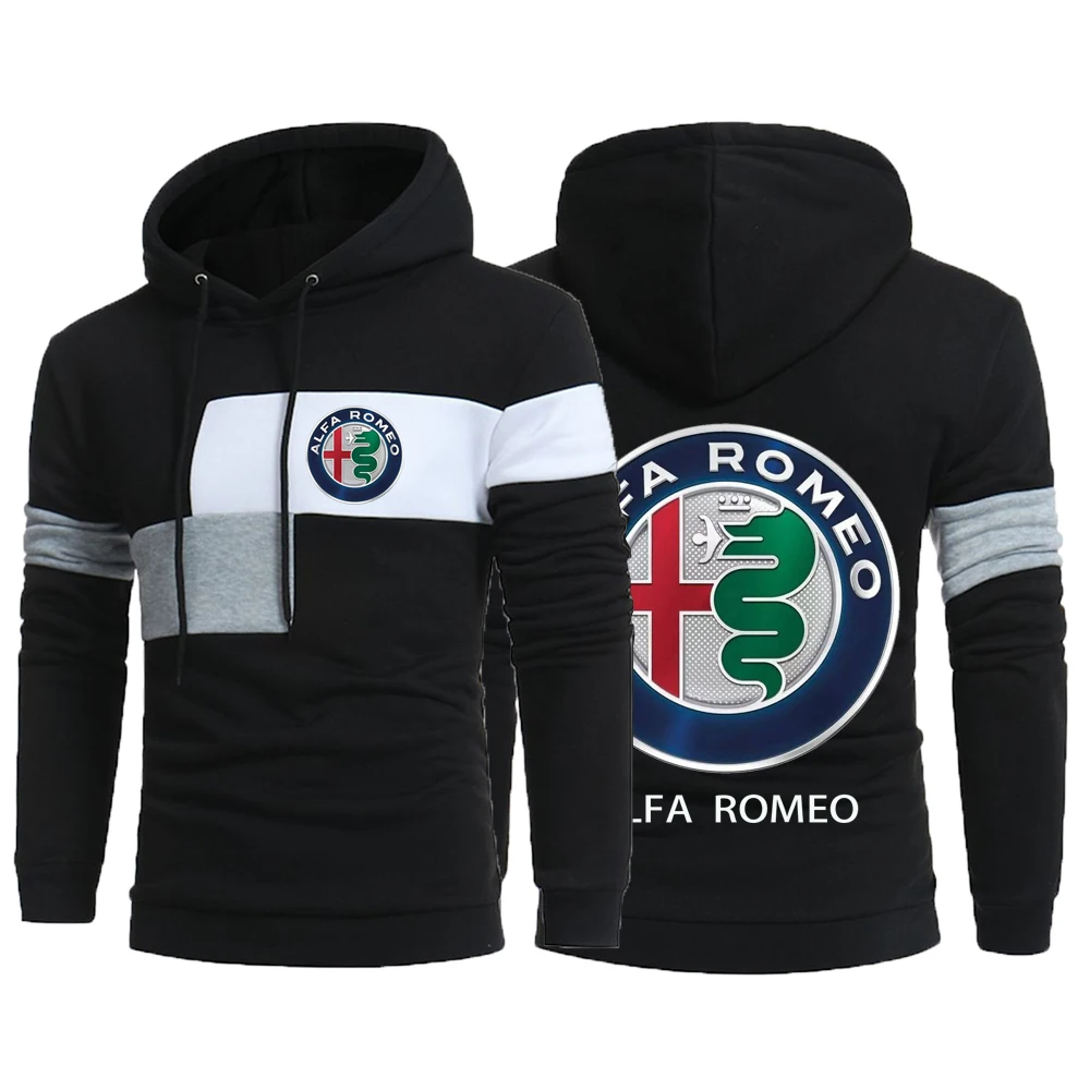 

Alfa Romeo 2023 New Men's Spring and Autumn Three Color Stitching Splice Streetwear Hoody Long Sleeve Hoodies Pullover