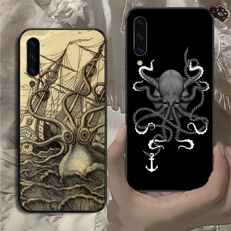 

Norway Kraken Octopus Phone Case for Samsung Note 9 10 20 Plus Pro Ultra J6 J5 J7 J8 Black Soft Phone Cover Funda