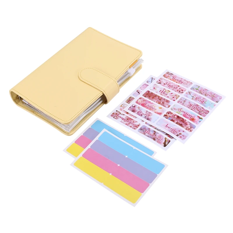 

A6 PU Leather Binder Budget Planner Organizer, With Budget Sheets ,Zipper Pockets,Saving Cash Envelopes System