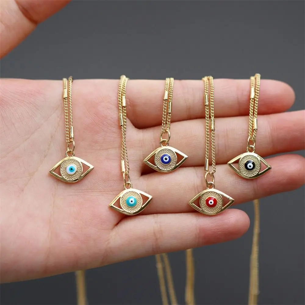 

Rhinestone Evil Eye Pendant Necklace Colored Vintage Lucky Eye Sweater Clavicle Chain Wedding Jewelry Gifts турецкий глаз