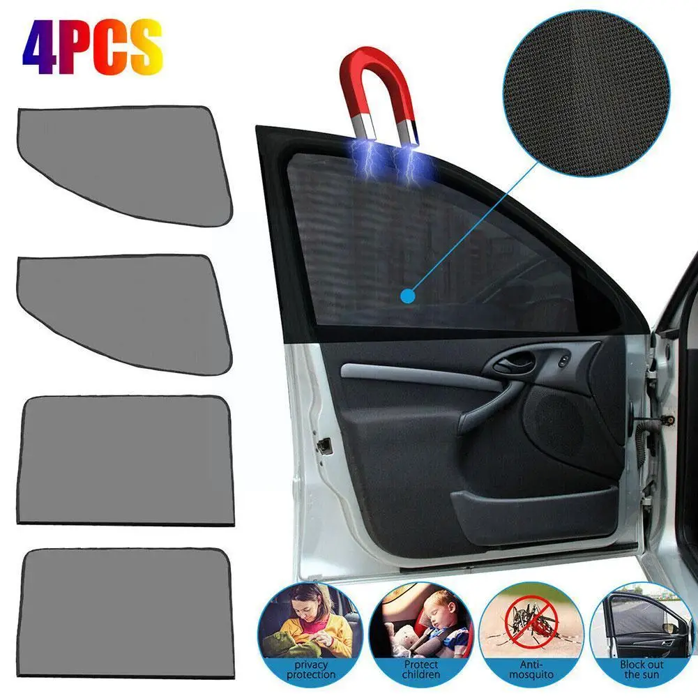 Car Magnetic Sunshade Summer Sunscreen Single Layer Blackout Side UV Accessories Window Mesh Full Protection Thickened Curt J1W4