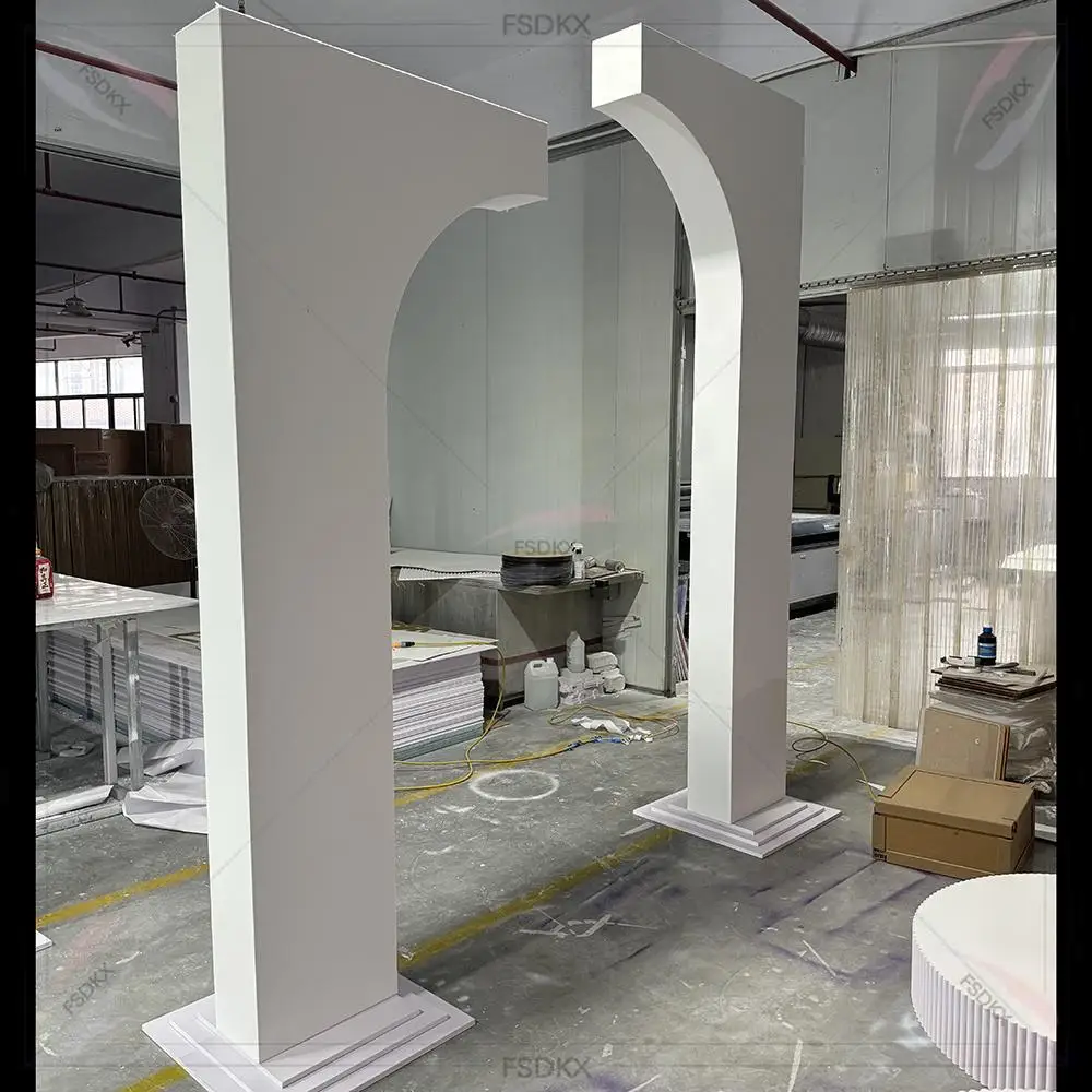Фото FSDKX Новый дизайн, белый 3D-фон для свадебной сцены, современный дизайн, ПВХ-панели для декора №2