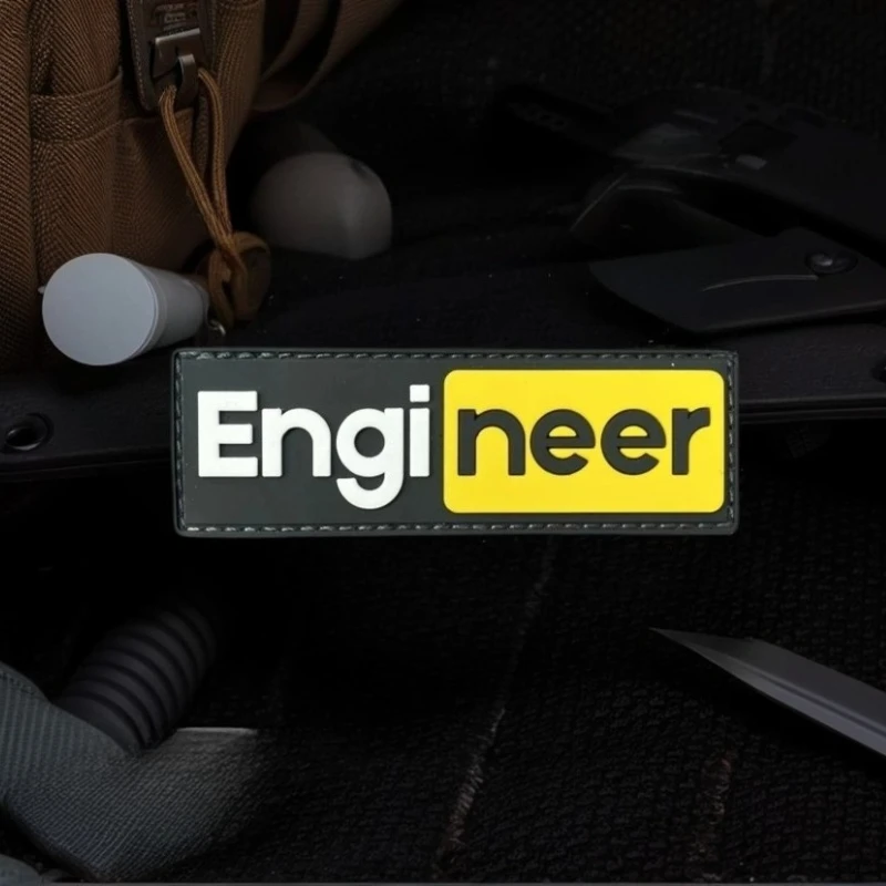 Фото Тактическая нашивка из ПВХ «Engineer», эмблема на липучке, военный значок боевой повязки, наклейки на рюкзак №2
