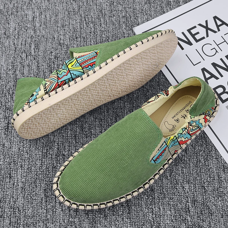 

Lightweight Outsole Linen Shoes 2022 Summer Hot Sale Mens Casual Shoes Breathable Flat Slip-on Shoes Retro Canvas Straw Shoes 44
