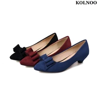 kolnoo handmade simple style ladies kitten heel pumps butterfly faux suede slip on summer dress shoes evening fashion prom shoes