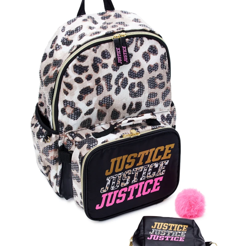 

Girls 17" Laptop 3-Piece Backpack with Lunch Tote and Pouch Leopard Print