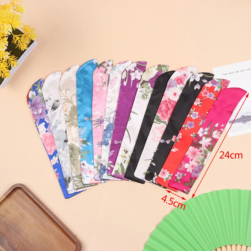 

Female Fan Cover Silk Fan Bag Elegant Folding Hand Fan Bag Holder Dustproof Protector Pouch Case Cover Wedding Party Gifts