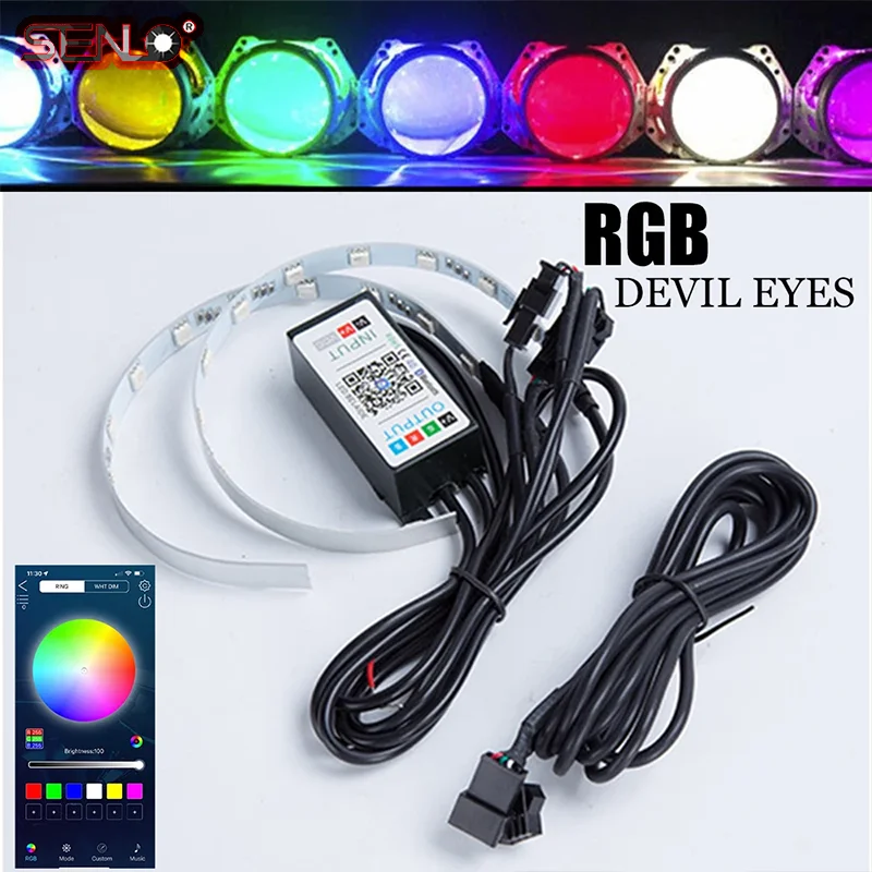 360-градусный светодиодный RGB-приложение Bluetooth Devil Demon Eyes Автомобиль Мотоцикл 2 5 3