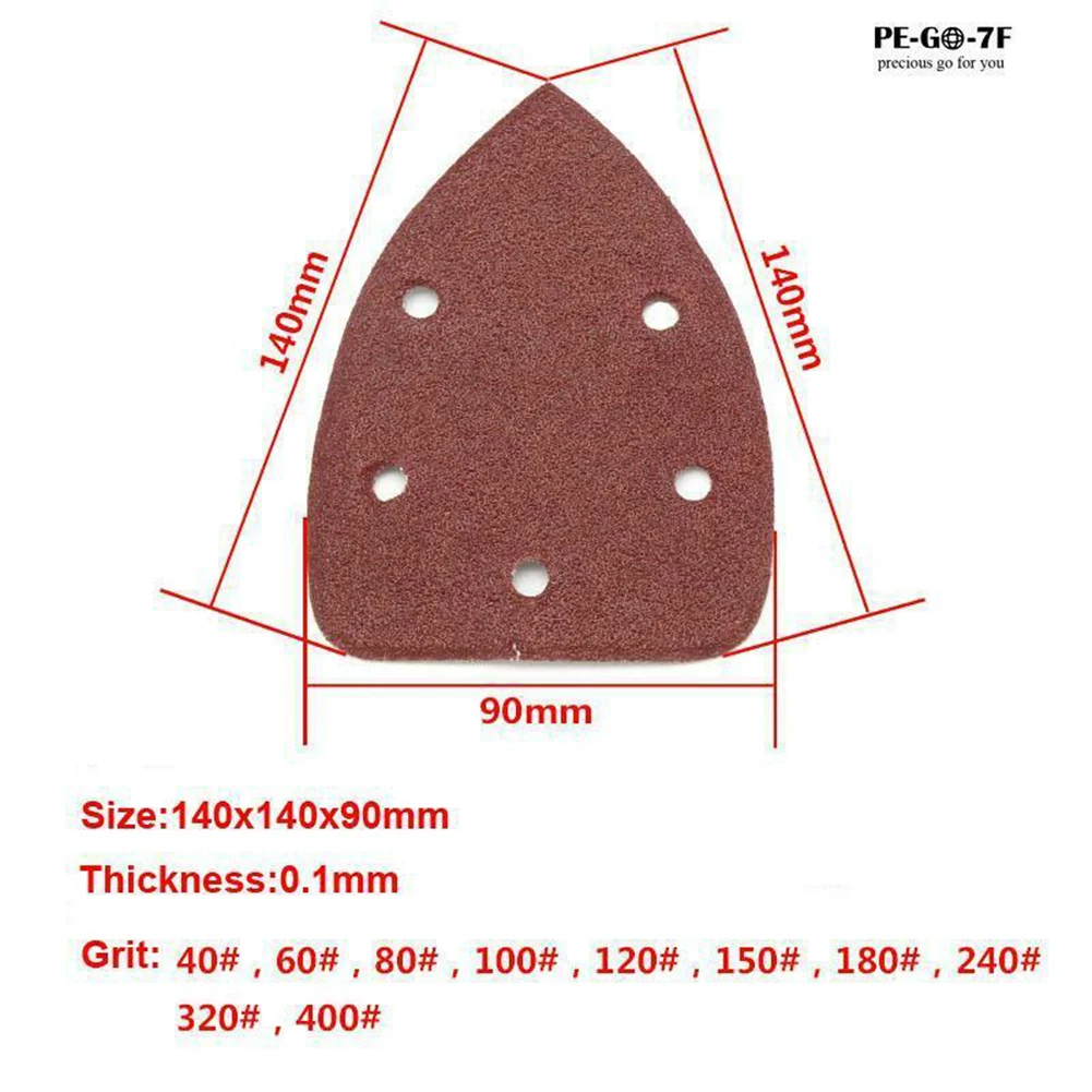 

Флокирующая наждачная бумага для дерева, полировальный диск, предварительно пробиваемые песочные диски, треугольные 10 шт. 14 см × 9 см, 5 отверстий, высокое качество