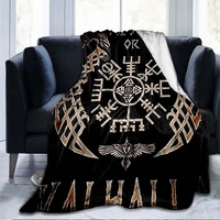 the vikings ancient scandinavian norse runes axes 3d soft throw blanket lightweight flannel blanket 09