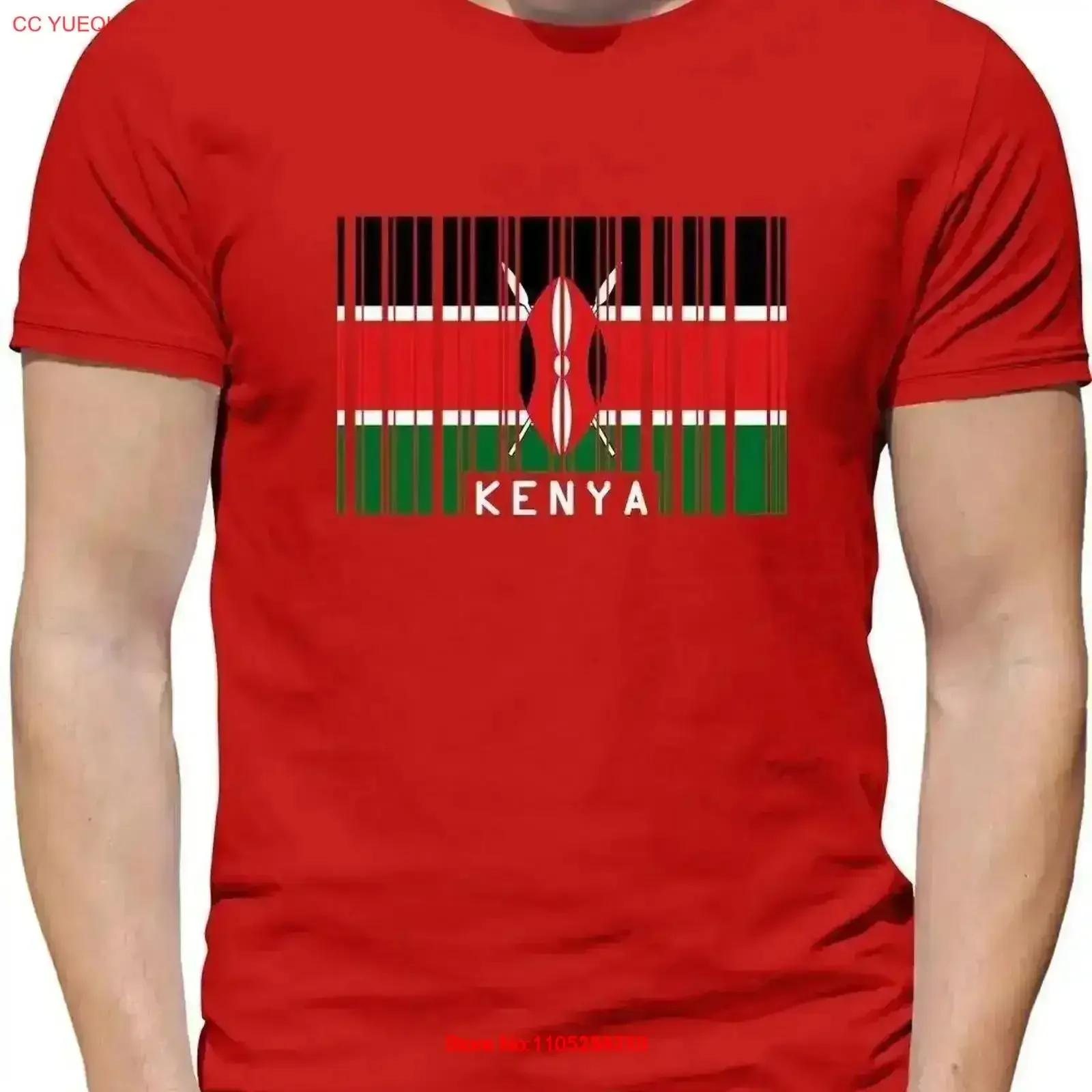 Фото Мужская футболка с флагом в стиле штрих-кода Kenya Kenyan Country Flags Nairobi Travel, винтажная, слегка стильная, универсальная, с рисунком №1