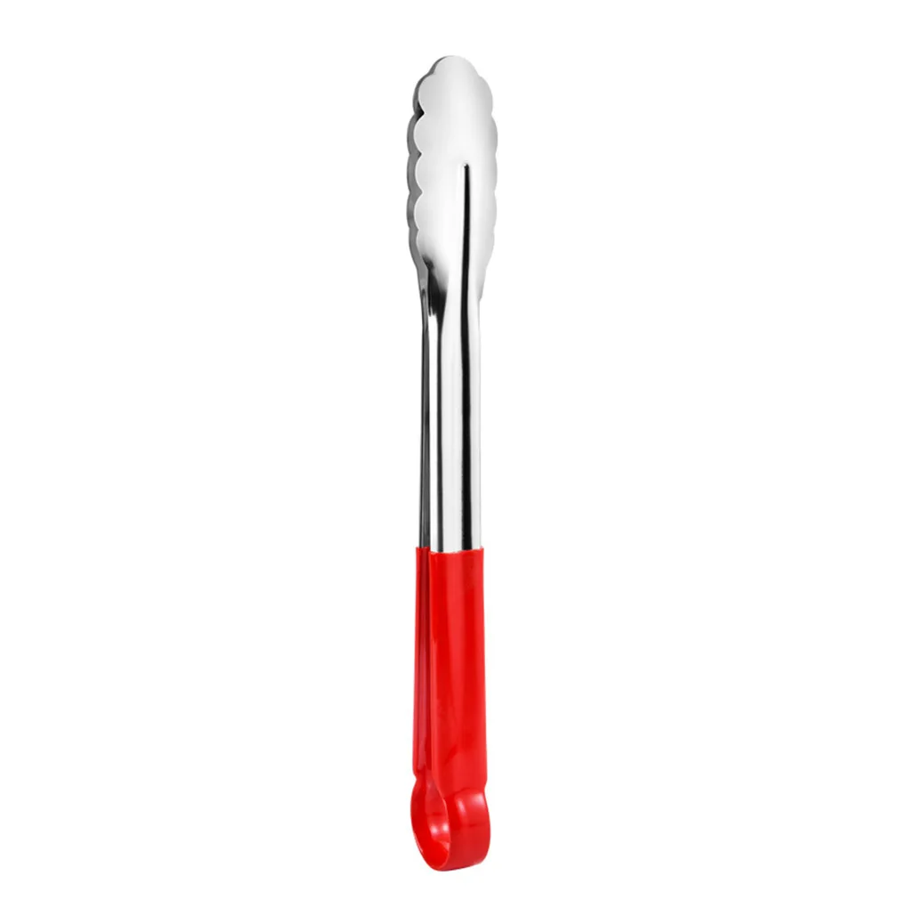 

Silicone Serving Tong BBQ Bread Food Clip Plum Stainless Steel Salad Baking Tool