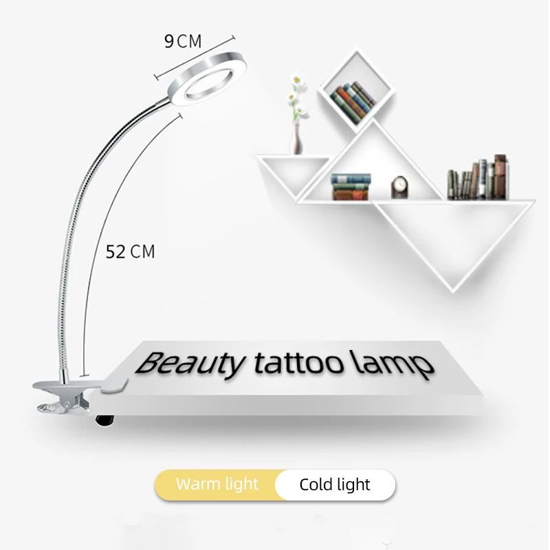 Lámpara de lupa 8X para tatuaje de Microblading, luz fría USB, Led, equipo antideslizante, abrazadera de vidrio, para salón de belleza, 1 ud.