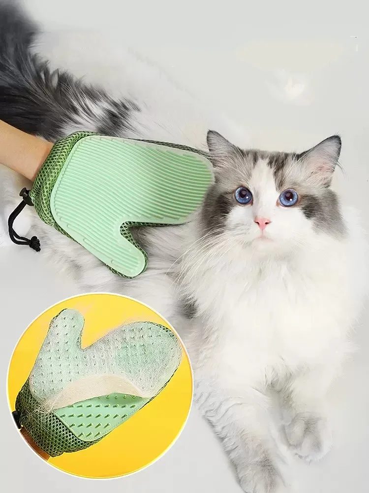Dog Cat Pet Combs Grooming Deshedding Brush Gloves Effective Cleaning Back Massage Animal Bathing Hair Removal