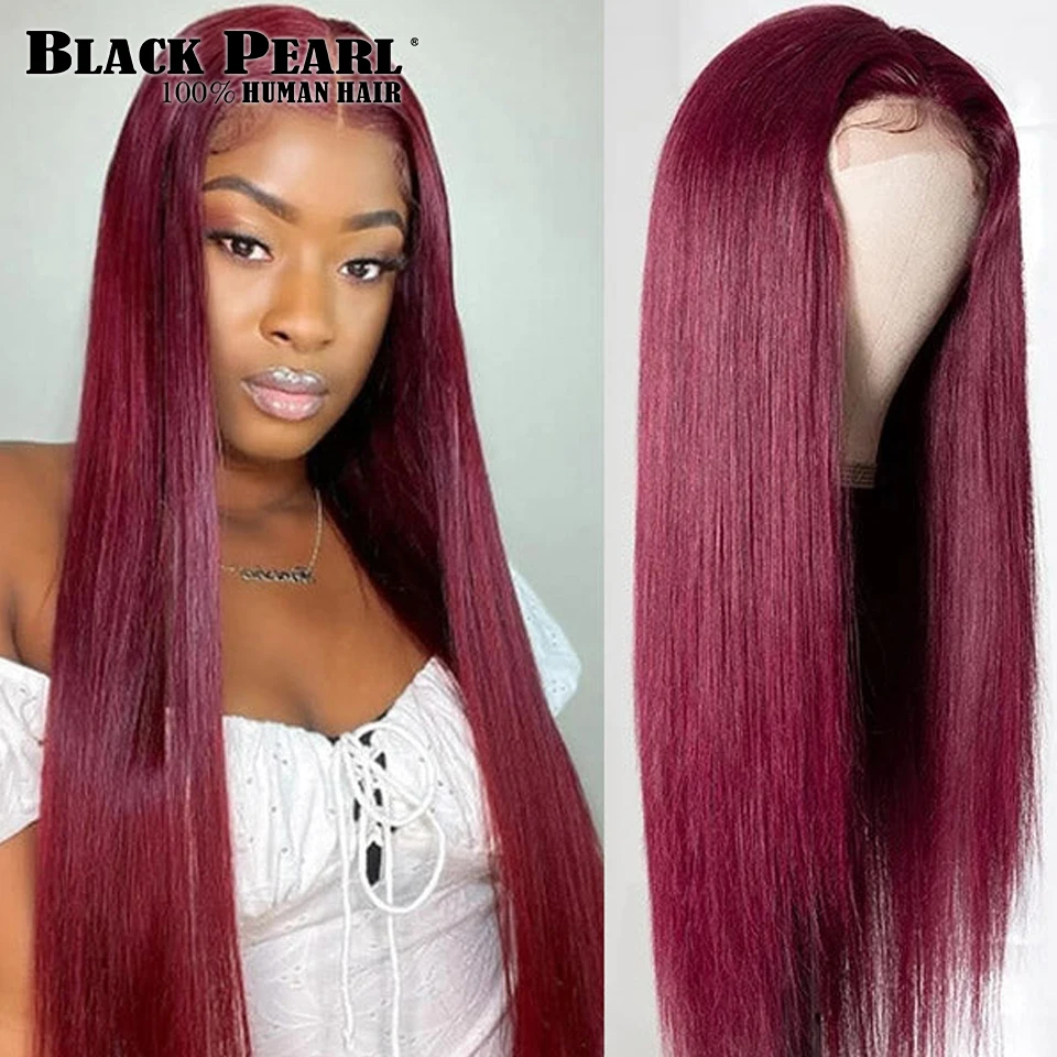 Burgundy Human Hair Wig 99J Lace Front Wig Straight Hair Lace Part Wigs Human Hair Remy Bob Wig Malaysian Lace Front Wigs