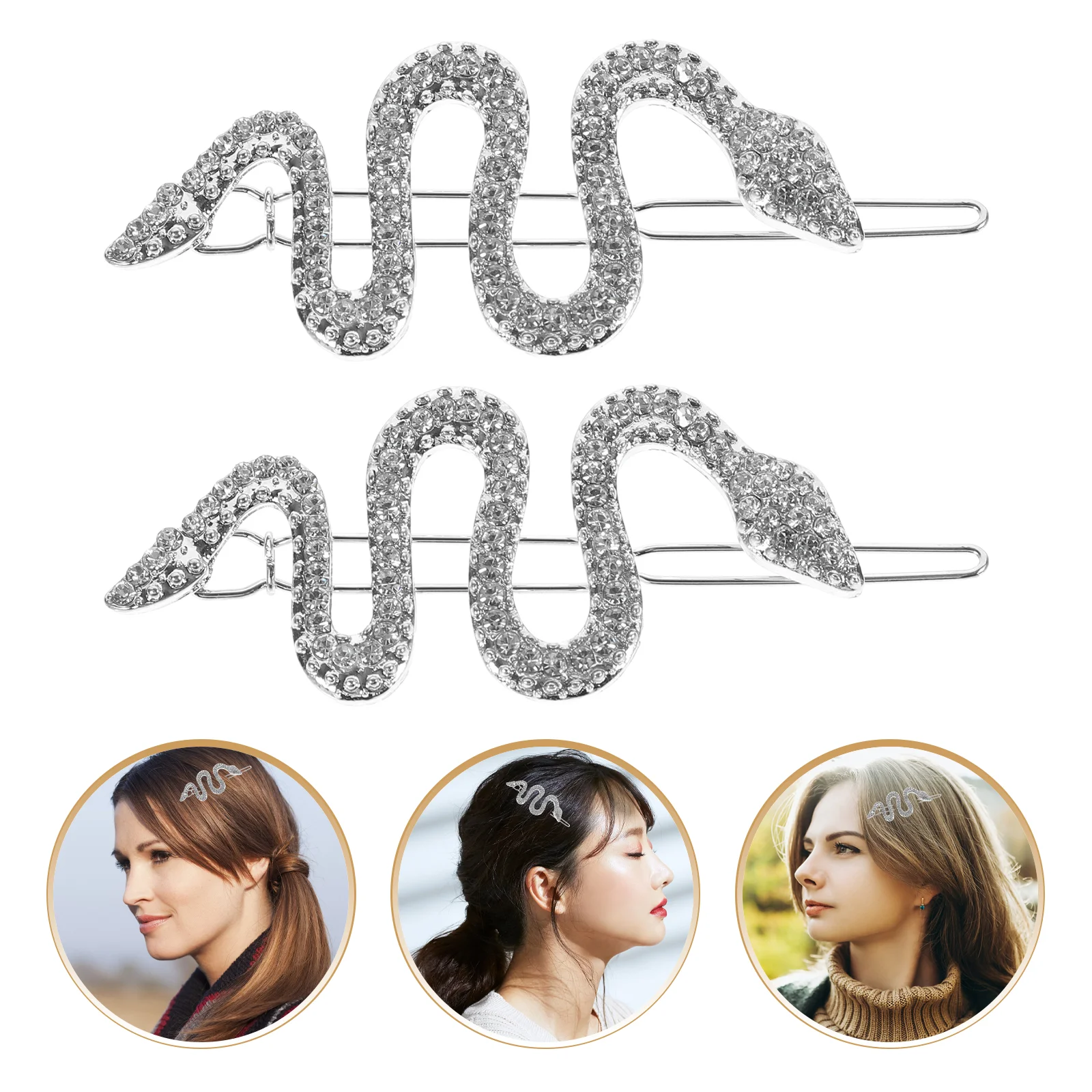 

2 Pcs Hair Tongs Silver Clips Accessories Women Metal Snake Barrettes Decorative Alloy Small
