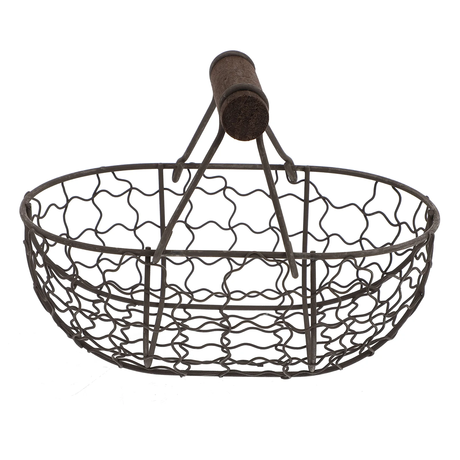 

Storage Basket Oval Basket Egg Basket Handle Egg Collecting Basket Fruit Container Fresh Egg Container Iron Fruit Basket