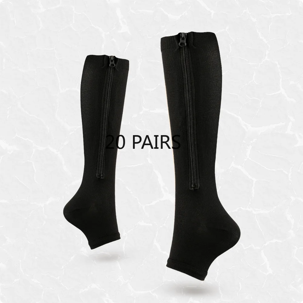 Sports Socks Compression Socks 20 PAIRS Compression Zipper Socks Compression Sock SPORT Elastic Socks with Zipper