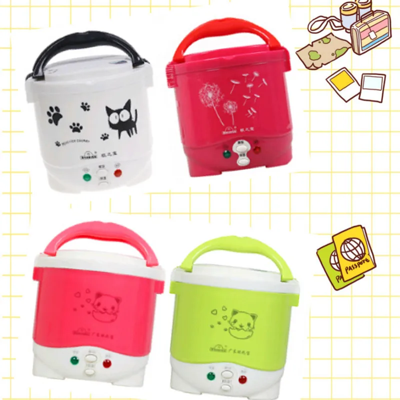 AC110-240V/DC12V/DC24V 1L Electric Rice Cooker Enough for Two Persons Lunch Box household/car/truck use