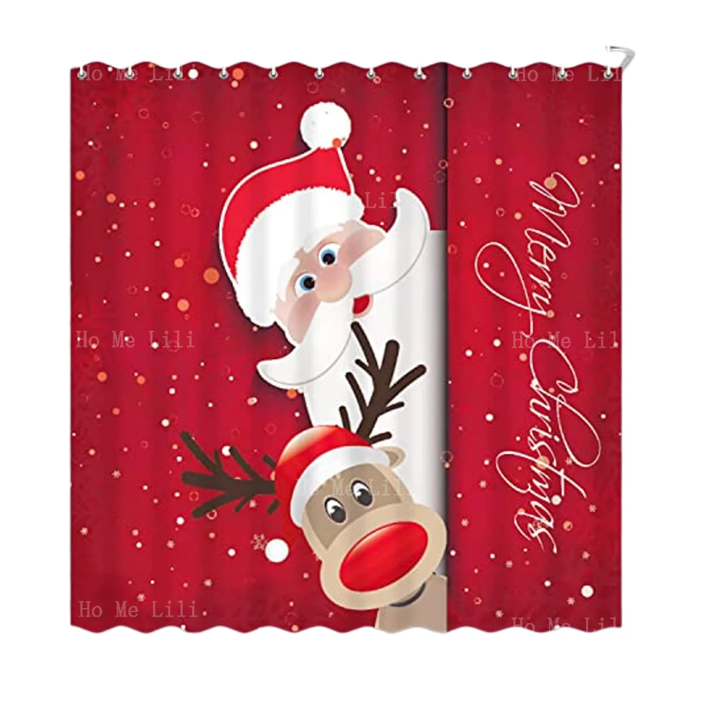 

Cute Santa And Reindeer Shower Winter Polyester Fabric Bath Curtain For Bathroom Decor